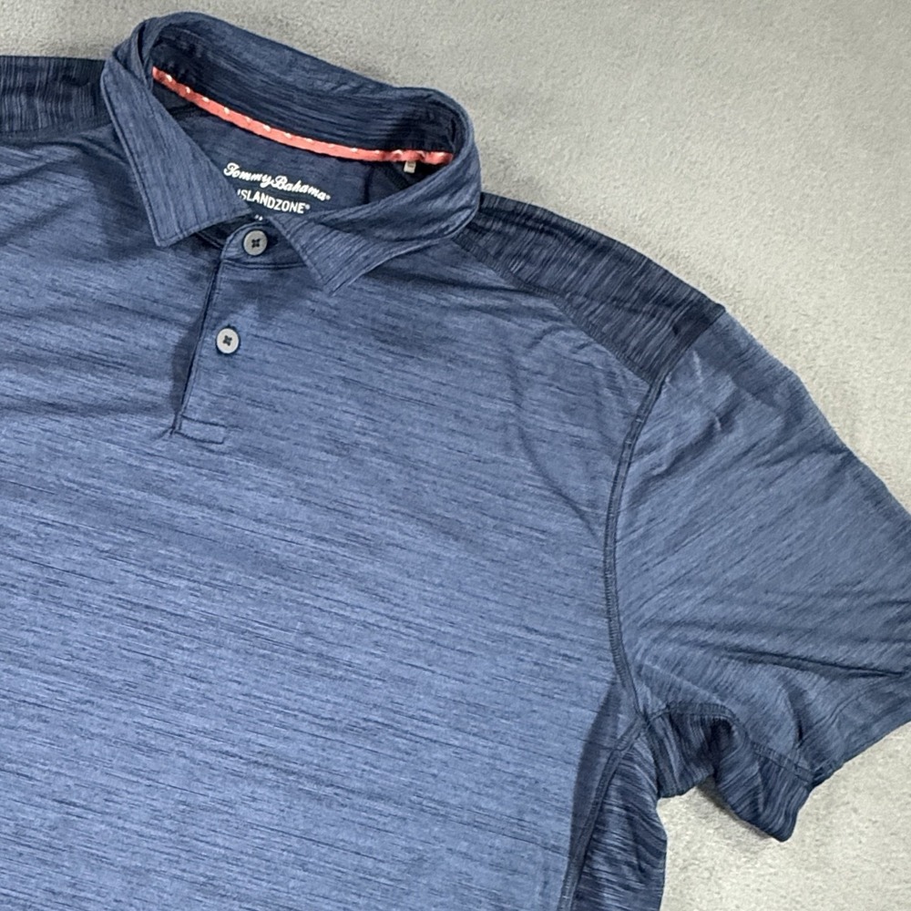 Tommy Bahama Island Zone Polo Shirt Mens XL Blue Athletic Golf Short Sleeve